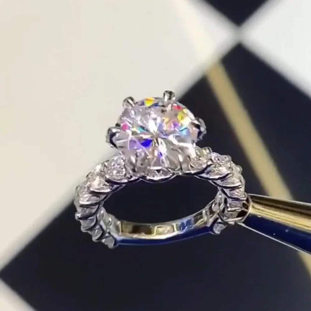 🎀 Luxury Large Round Gemstone Anillos Bling Bling Zircon Rings for Women, PD190 - Picture 7 of 8